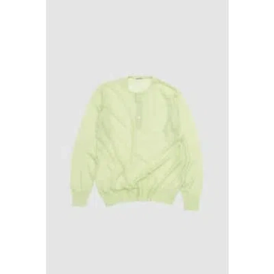 Auralee Wool/silk Knit Henley Neck Pullover Lime Yellow