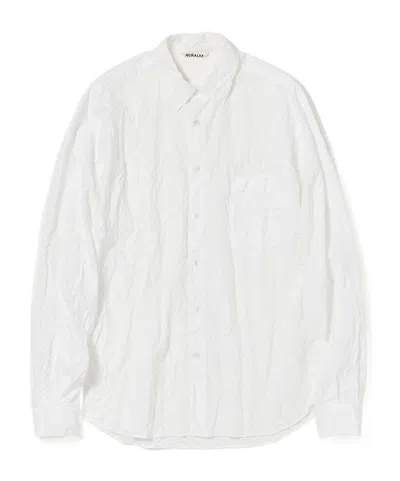 Auralee Wrinkled-effect Cotton Shirt In White
