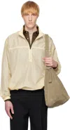 Auralee Yellow Light Sheer Nylon Half Zip Jacket In Neutral