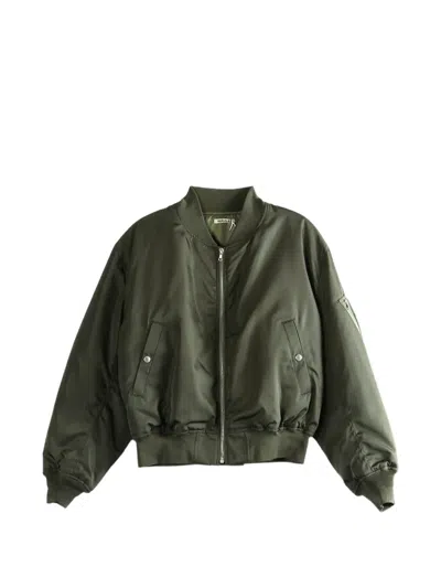 Auralee Zip Pocket Bomber Jacket In Green