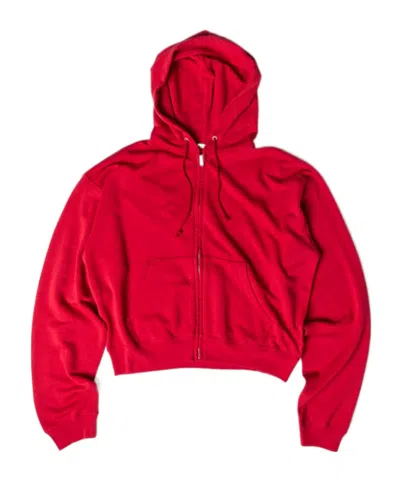Auralee Cotton-wool-silk Zip-up Hoodie In Red