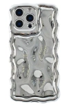 Auramma Chrome Wavy Iphone 16 Pro Max Case In Silver Meteorite