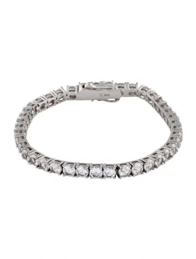 Pre-owned Aurate 10.00cttw.synthetic Sapphire Tennis Bracelet, 6.25" In Multicolor