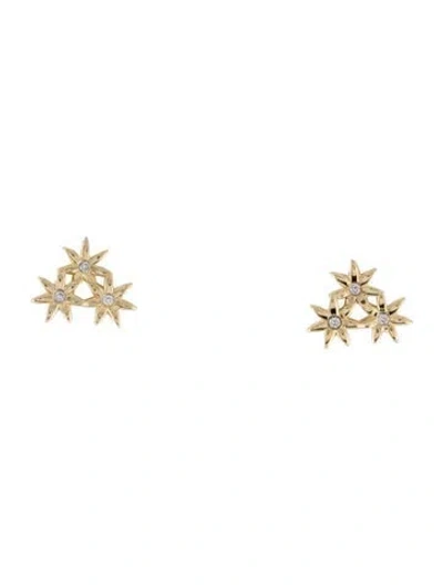 Pre-owned Aurate 14k Diamond Flower Stud Earrings In Multicolor