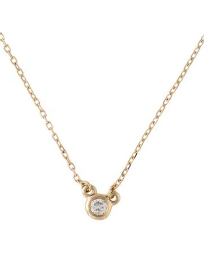 Pre-owned Aurate 14k Diamond Mini Bezel Pendant Necklace, 15.5" In Multicolor