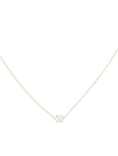 Pre-owned Aurate 14k Diamond Solitaire Pendant Necklace, 15", 15" In Multicolor