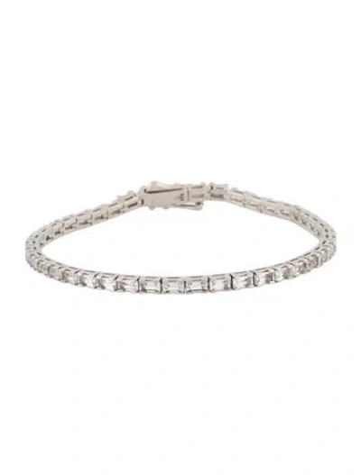 Pre-owned Aurate 4.64ctw Synthetic Sapphire Tennis Bracelet, 7" In Multicolor