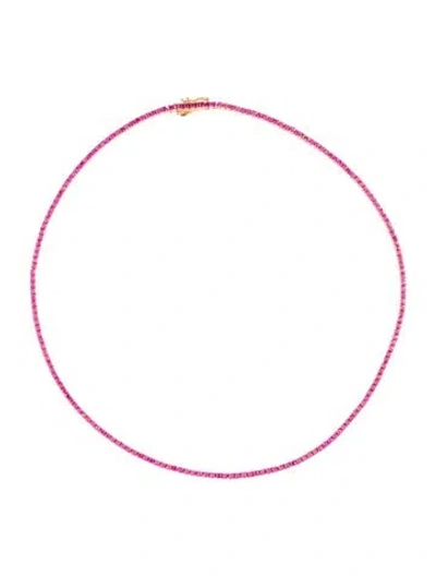 Pre-owned Aurate 7.00ctw Synthetic Ruby Tennis Necklace, 16" In Multi