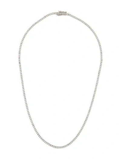 Pre-owned Aurate 7.17 Ctw Synthetic Sapphire Tennis Necklace, 17" In Multicolor