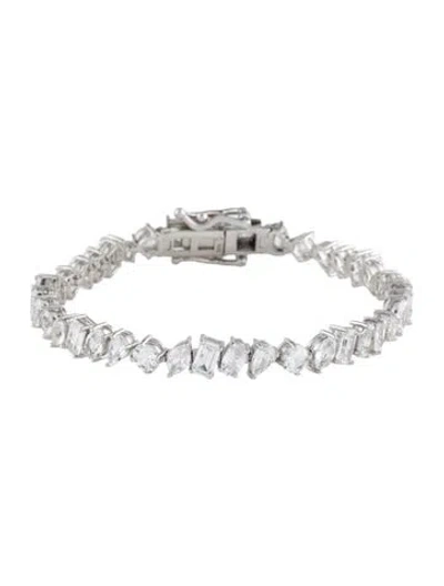 Pre-owned Aurate 8.03ctw Synthetic Sapphire Tennis Bracelet, 4" In Multicolor