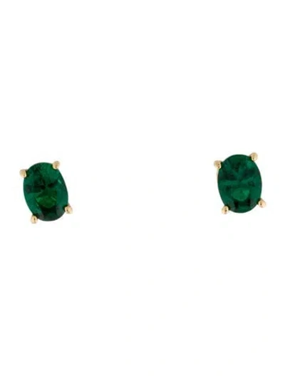 Pre-owned Aurate Crystal Stud Earrings In Green