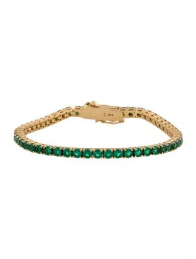 Pre-owned Aurate Crystal Tennis Bracelet, 6.25" In Green