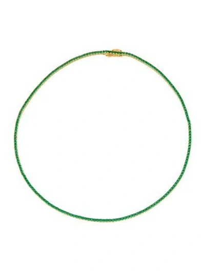 Pre-owned Aurate Crystal Tennis Necklace W/ Tags, 16" In Green