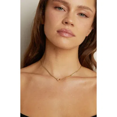 Aurate Curb Chain Charm Necklace White Sapphire Bail In Gold