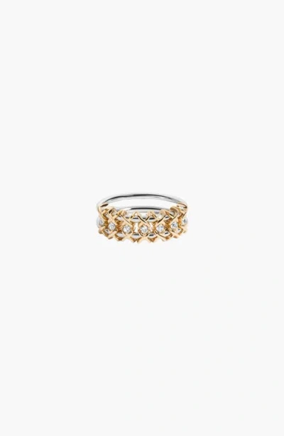 Aurate Kinetic Estate Two-tone Ring In Yellow & White Gold Vermeil
