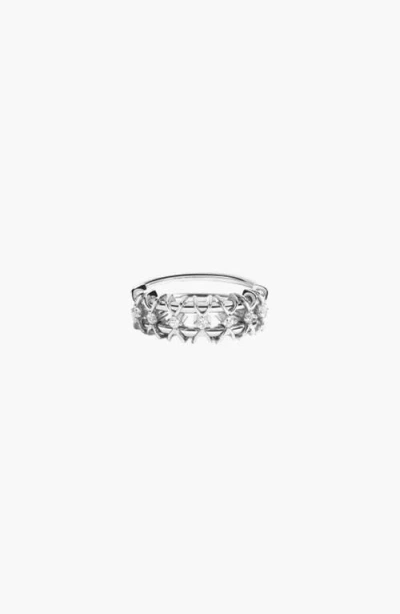 Aurate Kinetic Ring In White Gold Vermeil