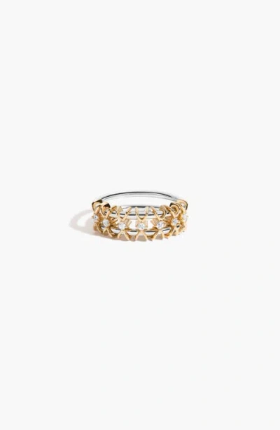 Aurate Kinetic Two-tone Ring In Yellow & White Gold Vermeil