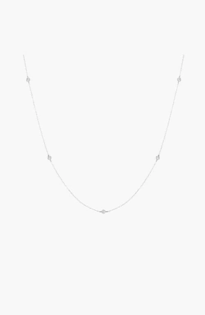 Aurate Lab Grown White Sapphire Station Necklace In Red