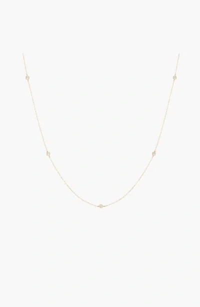 Aurate Lab Grown White Sapphire Station Necklace In Yellow Gold Vermeil