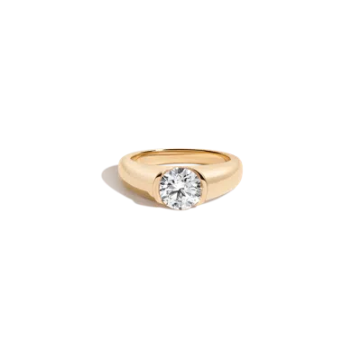 Aurate New York 1ct Round Lab Grown Diamond Floating Signet Ring In Yellow