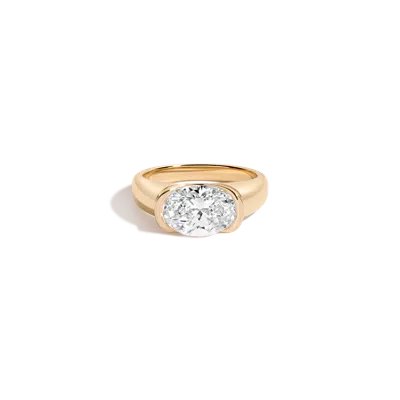 Aurate New York 3ct Oval Lab Grown Diamond Floating Signet Ring In Gold