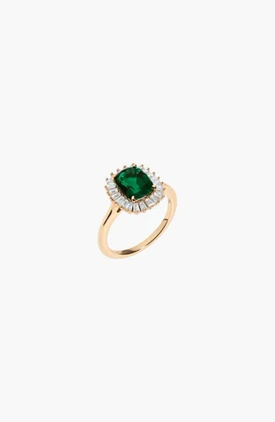 Aurate New York Alexandra Lab Grown Emerald Ring In Yellow Gold Vermeil