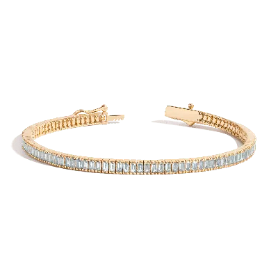 Aurate New York Aquamarine Baguette Tennis Bracelet In Yellow