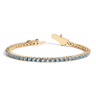 Aurate New York Aquamarine Tennis Bracelet In Yellow