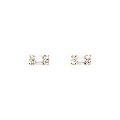 Aurate New York Baguette Lab Grown Diamond Illusion Studs (large) In Yellow