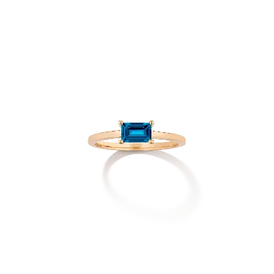 Aurate New York Birthstone Baguette Ring - London Blue Topaz In Yellow