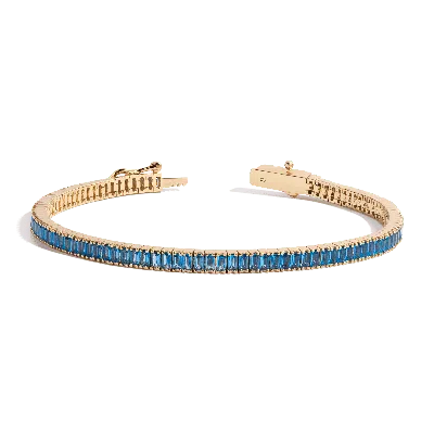 Aurate New York Blue Topaz Baguette Tennis Bracelet In Yellow
