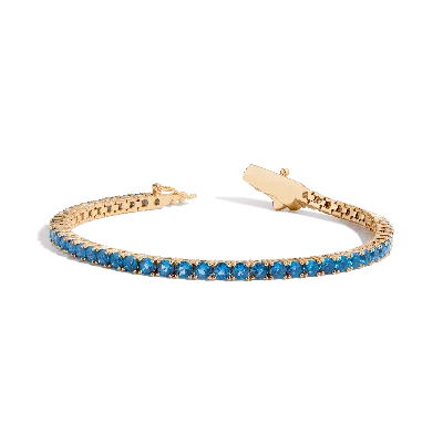Aurate New York Blue Topaz Tennis Bracelet In Yellow