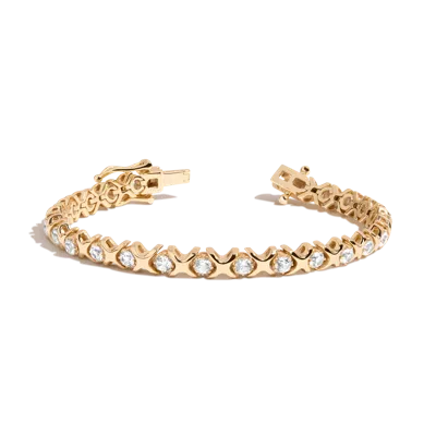 Aurate New York Bold Lab Grown White Sapphire X Estate Tennis Bracelet In Yellow