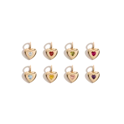 Aurate New York Candy Heart Charm - Aquamarine In Gold