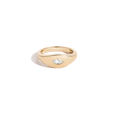 Aurate New York Chunky Lab Grown White Sapphire Marquise Ring In Yellow