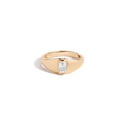Aurate New York Chunky Lab Grown White Sapphire Oval Ring In Yellow
