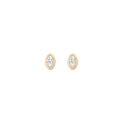 Aurate New York Double Bezel Marquise Lab Grown White Sapphire Stud Earrings In Yellow