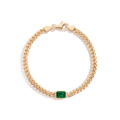 Aurate New York Emerald Curb Chain Bracelet In Yellow