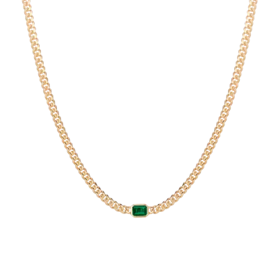 Aurate New York Emerald Curb Chain Necklace In Yellow