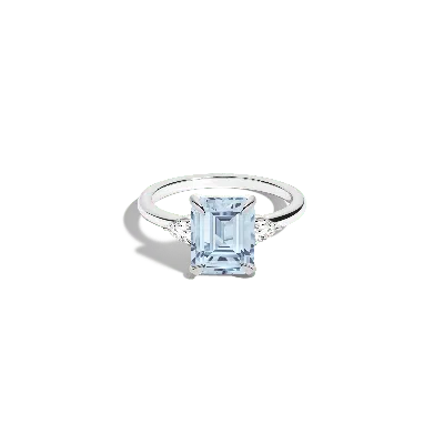 Aurate New York Emerald Gemstone Cocktail Ring - Aquamarine In Yellow