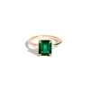 Aurate New York Emerald Gemstone Cocktail Ring - Green Emerald In White