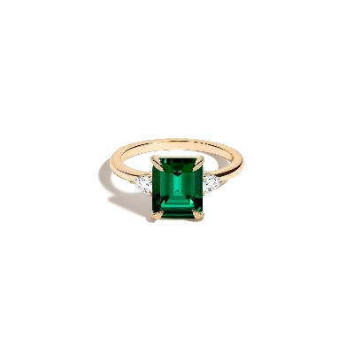 Aurate New York Emerald Gemstone Cocktail Ring - Green Emerald In Yellow