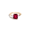 Aurate New York Emerald Gemstone Cocktail Ring - Red Ruby In White