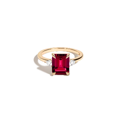 Aurate New York Emerald Gemstone Cocktail Ring - Red Ruby In Yellow