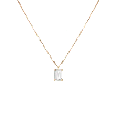 Aurate New York Emerald Gemstone Solitaire Necklace In Yellow