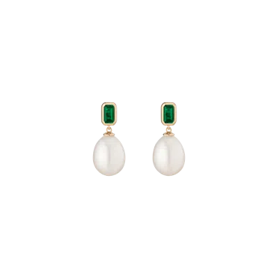 Aurate New York Emerald Heirloom Pearl Drop Earrings In White