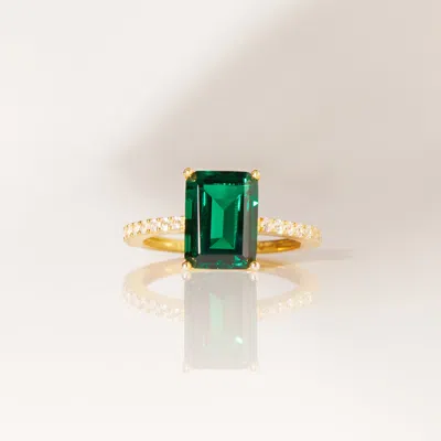 Aurate New York Emerald Solitaire Pavé Ring In Yellow
