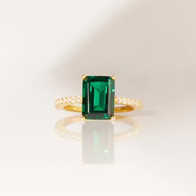 Aurate New York Lab Grown Emerald Solitaire Pavé Ring In Yellow