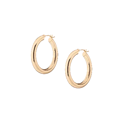 Aurate New York Gold Hoop Earrings - 4mm (30mm) In White
