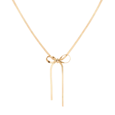 Aurate New York Herringbone Bow Choker Necklace In Gold